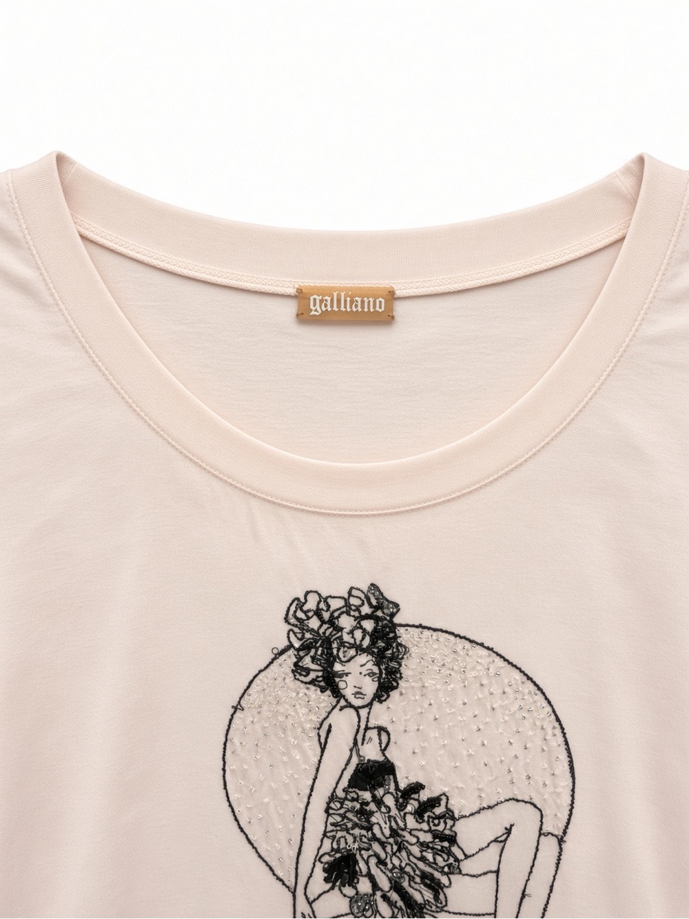 Ruffle Sleeve Graphic Tee in Blush Pink GALLIANO - Picture 2 of 5